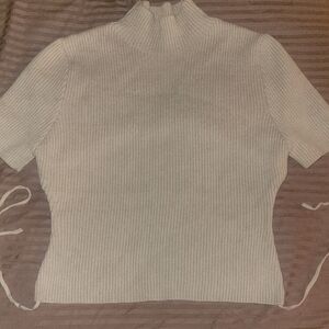Ribbed Knit Short Sleeve Sweater